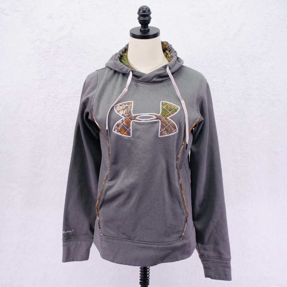 Under Armour Storm1 Loose-Small-‎ Gray Camo Long Sleeve Hooded Hoodie Sweater